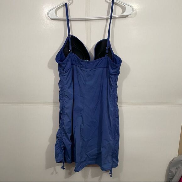 Spanx Asset Blue Body Sculpting One Piece Swim Dress - Picture 2 of 5